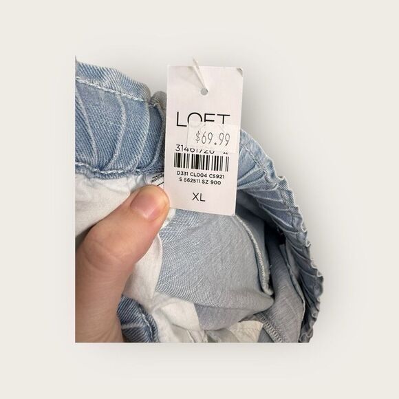 LOFT Chambray Linen Blend Wide Leg Drawstring Waist Pants Size XL NWT - Picture 7 of 7